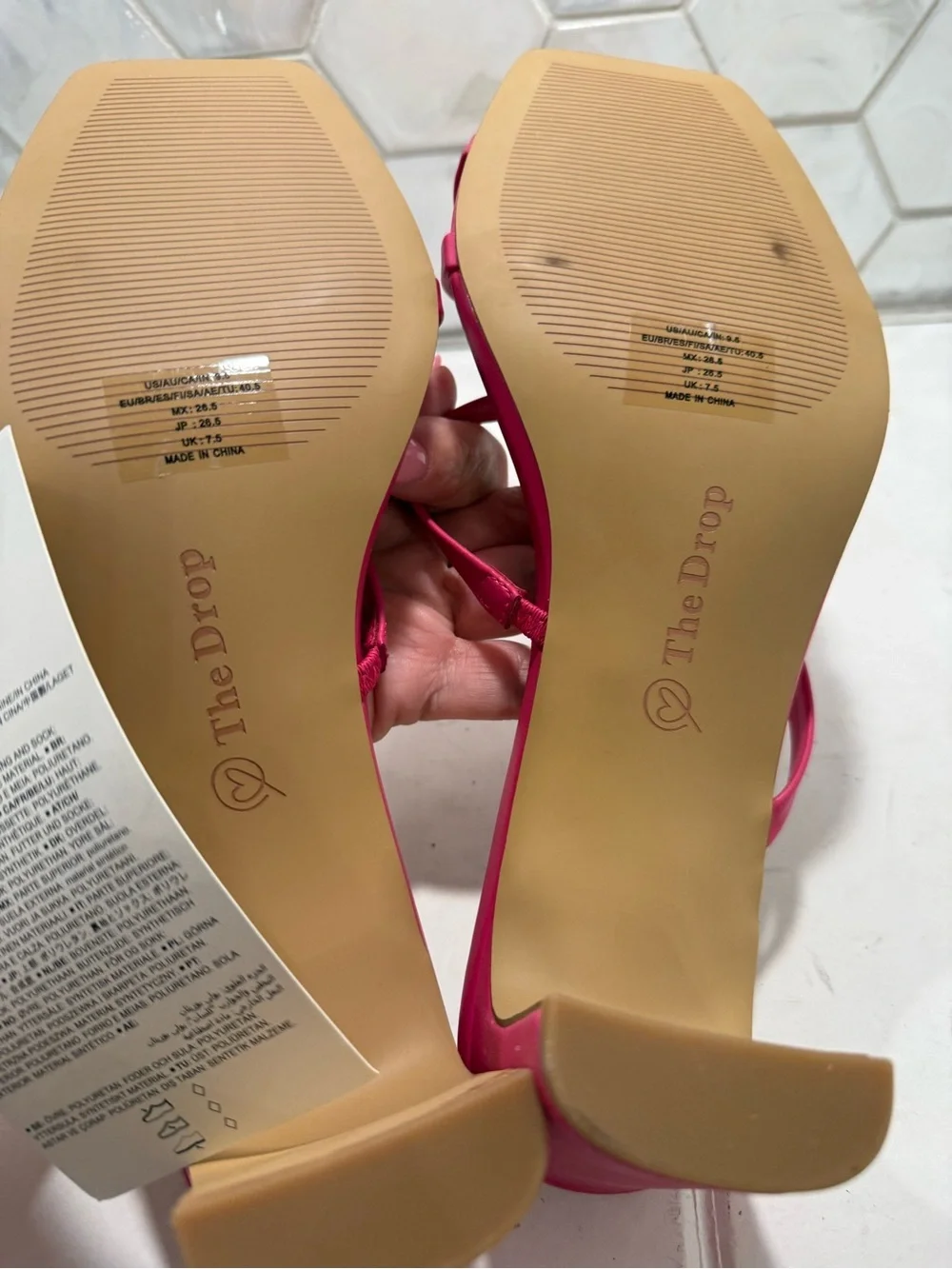 The Drop Woman’s Pink Amelie Strappy Square Toe Heeled Sandals Sz 9.5 NEW Summer